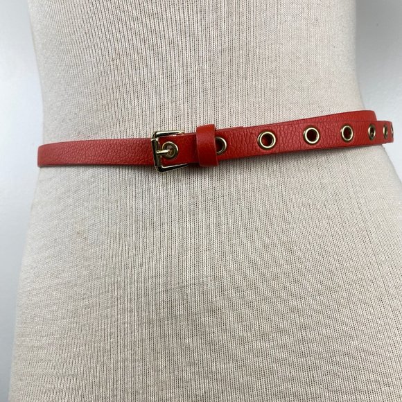 H&M Accessories Hm Burnt Orange Thin Belt Grommet Loops Brass
